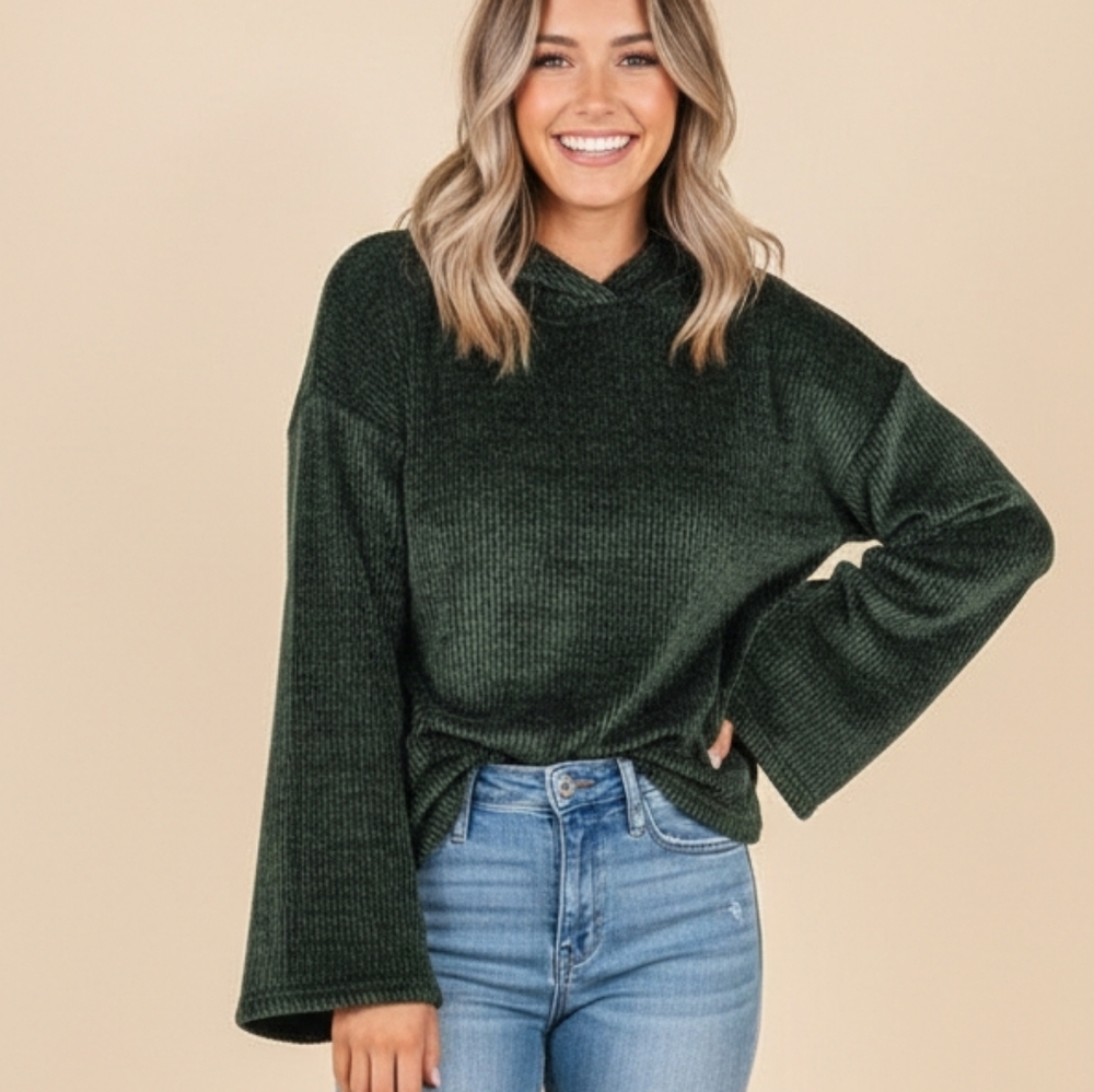 Gilligan & O'Malley Oversized Dark Green Hooded Sweater